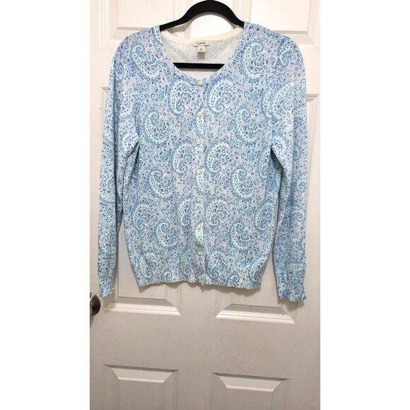 L.L. Bean Women's Medium Button-Up Cardigan Sweater Paisley Print - Picture 2 of 6